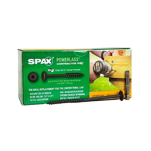 SPAX 4581820701275 1/4 x 5 T-Star Washer Head Black HCR (High Corrosion Resistant) PowerLag Contractor Pax (50 Pieces per Box) - size: 1/4 x 5"