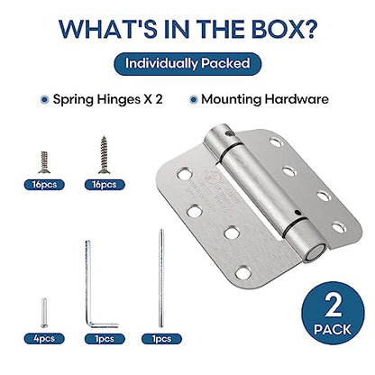 2 Pack 4 Inch Self Closing Door Hinges, Satin Nickel - color: 4" - Satin Nickel