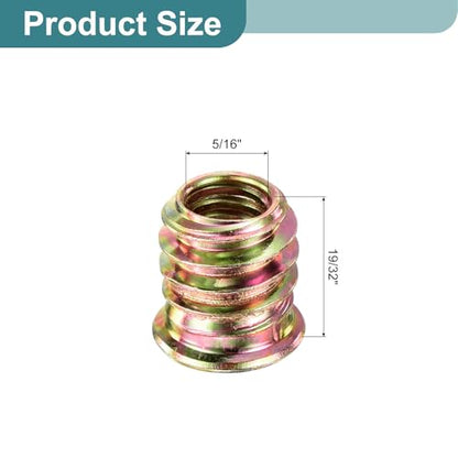 uxcell 30pcs Threaded Inserts 5/16"-18x19/32 Zinc Alloy Hex Socket Drive
