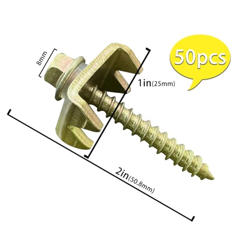 Wire Fence Staples 50 Pcs-2Inch, Heavy Duty Galvanized Cattle Fence Staples - Thicker Screws & Reinforced Buckles, Corrosion-Resistant, Easy Install with Power Drill, Reuse for mesh & Woven Fences - size: 2in-50pcs
