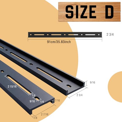 C Channel Steel Support Metal Support Bracing Hidden C Bracket for Table Top Live Edge Slab Woodworking, Black Coat Finish, 6 Holes (3 Pack, 36 Inch) - size: 36 Inch, style: 3 PACK