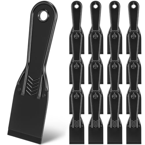 12 Pcs Plastic Putty Knife 2" Flexible Putty Knife Scraper, Black - color: Black