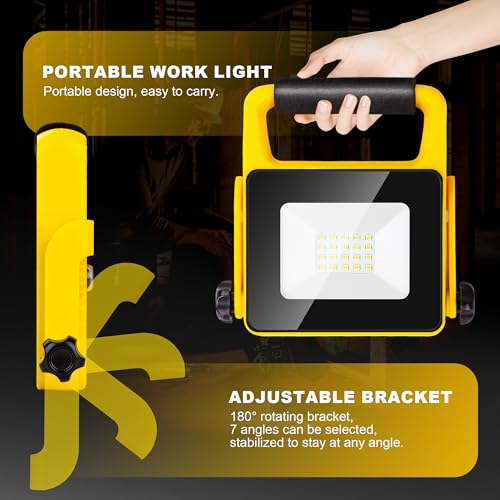 Rechargeable Work Light, 1200LM Portable floodlight, 2700K, Adjustable Work Light, 3.7V 2200Mah Suitable for workshops, garages, and Construction Sites (Art Deco)