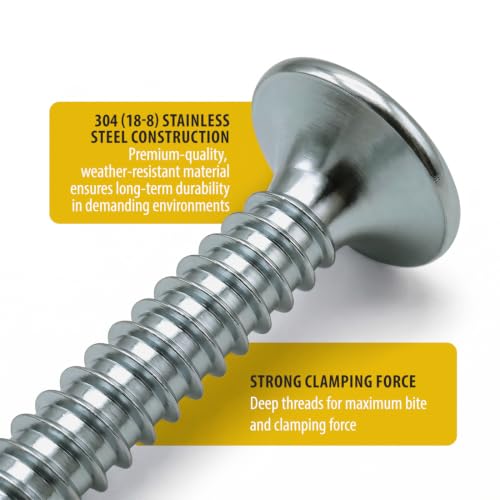 BCP Fasteners #8 x 3/4" Stainless Steel Flat Head Wood Screws, 100 Pack - size: #8 x 3/4"