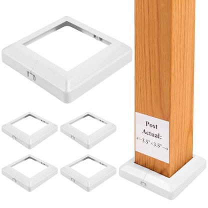 Aluminum 4x4 Post Base Cover - 4 Pack Split Post Skirt Trim (White) - color: white 4-pack 3.5-inch