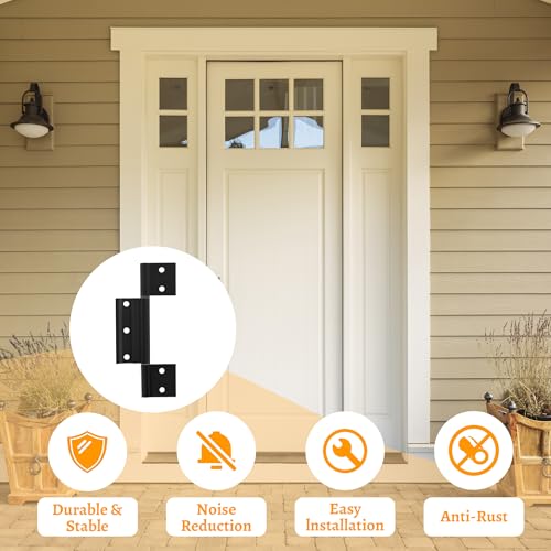 Matte Black Screen Door Hinges, 1/8 Inch Grooved Center - color: Black
