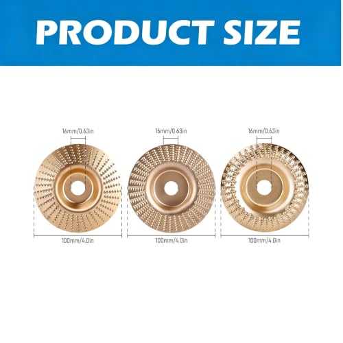 3Pcs Wood Carving Disc Set for 4 1/2 Inch Angle Grinder Cutting Sand Polish