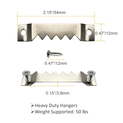 30 Pack Large Sawtooth Picture Hangers (Silver, Supports 50 lbs) - color: Large Silver - 30 Pack