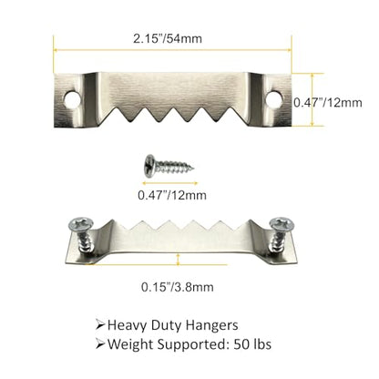 30 Pack Large Sawtooth Picture Hangers (Silver, Supports 50 lbs) - color: Large Silver - 30 Pack