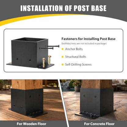 8x8 Post Bases Heavy Duty Brackets (Fits Actual 7.5"x7.5") - size: 8x8- 1pcs