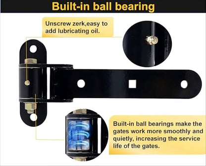 13” Heavy Duty Gate Hinges,900 LBS Load Capacity, Thickened Solid Steel - size: Large-8Bolt