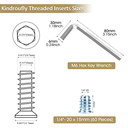 61pcs 1/4"-20 x 15mm Blue Zinc Plated Carbon Steel Wood Insert Nuts - color: Blue, size: 1/4"-20 x 0.59"