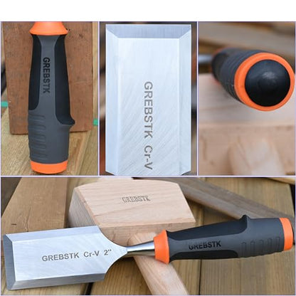 GREBSTK 2 Inch Wood Chisel, CR-V Steel Bevel-Edge Bench Tool