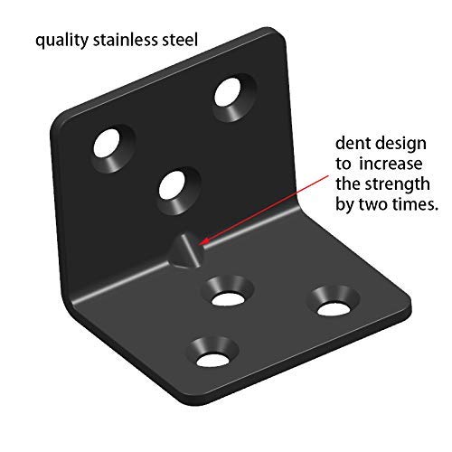 Black Stainless Steel Shelf Bracket,Joint Right Angle Bracket,L Shape Heavy Duty Metal Corner Brace Shelf Supporter for Wood Aufuga (16, 1.5x1.2x1.2) - size: 1.5x1.2x1.2