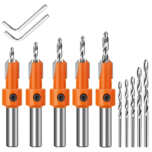 Lytool Countersink Drill Bit Set 5Pcs for Woodworking(2.8-4mm)