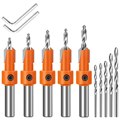 Lytool Countersink Drill Bit Set 5Pcs for Woodworking(2.8-4mm)