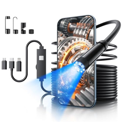 Endoscope Camera with Light, 1920P HD Borescope with 8 Lights (Single Lens)
