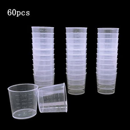 60 Pcs Plastic Graduated Cups, 30ml/1oz Clear Scale Cups