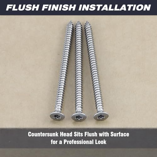 #10 x 2 Torx Flat Head Sheet Metal Screws, 304 Stainless Steel Countersunk Head Self Tapping Screws, Pack of 50 with Torx Bit - size: #10 x 2