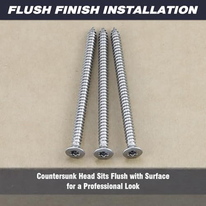 #10 x 2 Torx Flat Head Sheet Metal Screws, 304 Stainless Steel Countersunk Head Self Tapping Screws, Pack of 50 with Torx Bit - size: #10 x 2