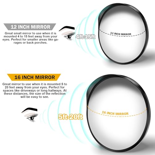 Angooni 16" Convex Driveway Mirror, Wide Angle View Blind Spot Mirror - size: 16inch