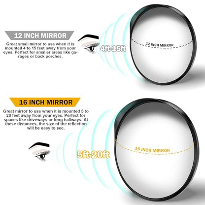 Angooni 16" Convex Driveway Mirror, Wide Angle View Blind Spot Mirror - size: 16inch