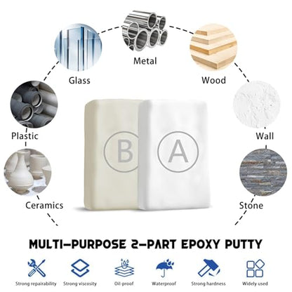 Epoxy Putty - 200g Fast Repair White AB Epoxy Clay, High Strength 2 Part Filler Fix Leaks, Cracks, Filling, Multi-Purpose Sculpt Clay for Metal, Ceramics, Plastic, Wood, Tile, Concrete - color: 200g White