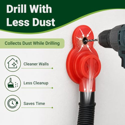 EZ SPARES Drill Dust Collector Attachment for 32mm 35mm 38mm Vacuums, Red