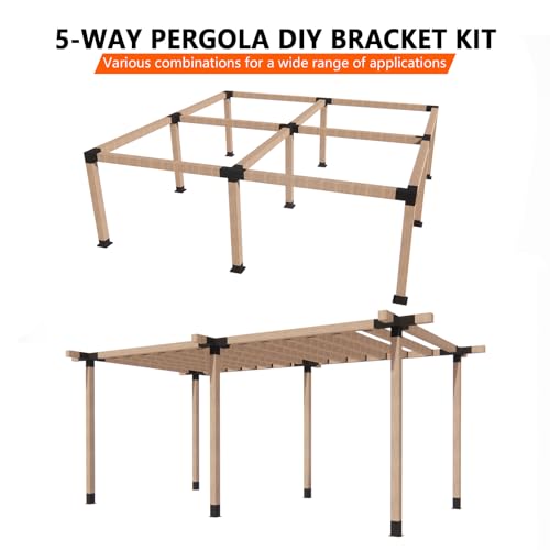 5-Way Pergola Coner Bracket,Galvanized Steel Woodwork Bracket for 4" x 4“(3.5" x 3.5”) Lumber,Metal DIY Bracket for Outdoor Gazebos,Porchs with Screws - 1Pack - size: 4"x4" 1pcs, style: 5-way Conrner Bracets