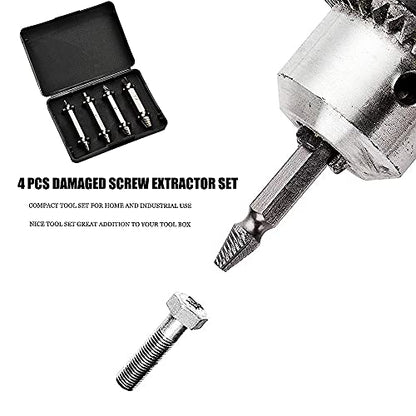 Damaged Screw Extractor Set, 4PCS HSS4341 DIY Hand Tools, Bolt Extractor, Stud Screw Remover, Power Tool Accessories