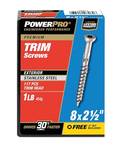 Power Pro Premium 305 Stainless Steel Trim Screws (#8 x 2-1/2") - 1lb Box