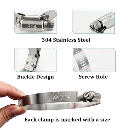 Dianrui 6PCS 10inch/ 8inch Hose Clamps Stainless Steel 304 Duct Clamps Dry Vent Clamp Air Ducting Clamps Worm Hose Clamp for Plumbing, Automotive And Mechanical (192-273mm) - size: 10in+8in