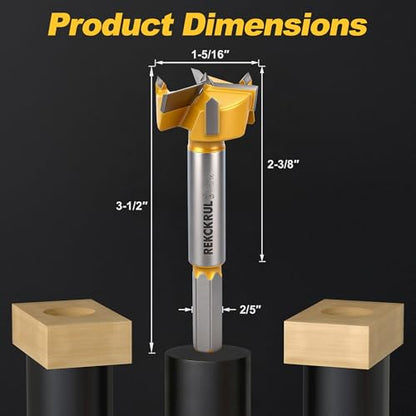 1-5/16" | 33.3mm Triple Flute Tungsten Carbide Forstner Drill Bit (Hex) - size: 1-5/16" | 33.3mm