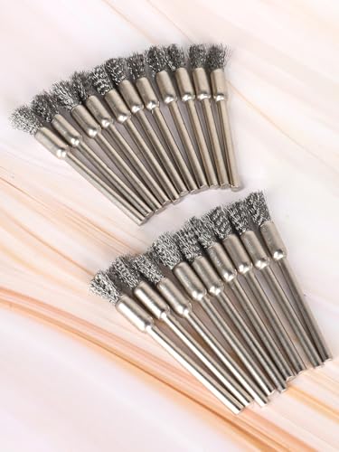 20 PCS Steel Cleaning Wire Brush Compatible with Dremel Tools,1/8in x 1/5in