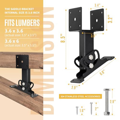 3-Pack Adjustable Roof Riser Brackets Kit Heavy Duty Beam Mount - color: Set 3, size: Small