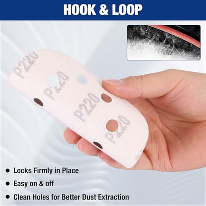 WORKPRO Sanding Discs, 5-Inch 220 Grit 8-Hole Hook and Loop, 50 Pack - style: 50PCS 5 Inch 220 Grit