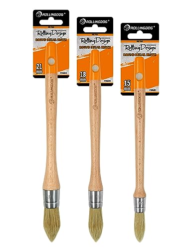 ROLLINGDOG Trim Paint Brush 3PC Trim Brush Set - color: Wooden Handle 3pc Set