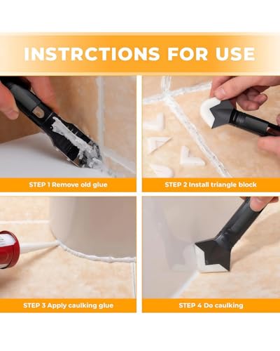 Ultimate 10 in 1 Caulk and Grout Removal Kit, Multi-Angle Scraper Tool with 10 Stainless Steel Heads, Perfect for DIY & Professional Kitchen Bathroom Window Renovation, Complete Scraping Set - size: 10 IN 1