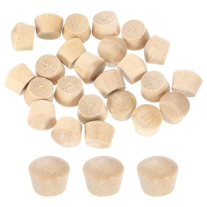uxcell 26Pcs Wood Button Plugs,7.5mm/0.3" Flat Head Wood Screw Hole Plug - size: 9x7.5x8mm
