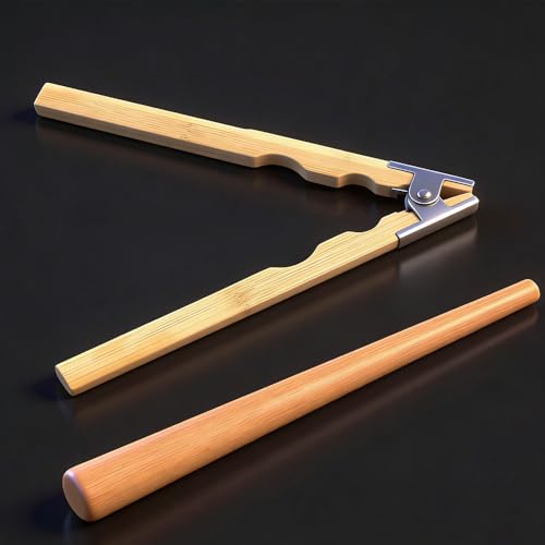 TUNQISM Wooden Ring Clamp Holder & Solid Wood Stick Set, Jewelry Making & Polishing Auxiliary Tools with Metal Hinged Spring, Sanding Handle for Ring Polishing & Grinding, High-Quality Workbench Tools