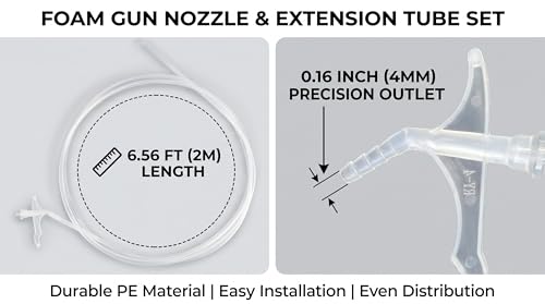Spray Foam Nozzles, 6.56 Foot Length,1-Pack Replacement Tubes for Expansion Foam and 15 Tips,Caulking Suitable for DIY Spray Painting,Gun style - size: 6.56 Foot