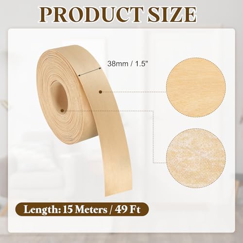uxcell 1-1/2 Inch x 49ft Wood Veneer Edge Banding, Pre-Glued Flexible Birch Edging Strips, Iron on with Hot Melt Adhesive Wood Tape for Cabinet Repair and Furniture Restoration - size: 1-1/2 Inch x 49ft