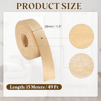 uxcell 1-1/2 Inch x 49ft Wood Veneer Edge Banding, Pre-Glued Flexible Birch Edging Strips, Iron on with Hot Melt Adhesive Wood Tape for Cabinet Repair and Furniture Restoration - size: 1-1/2 Inch x 49ft