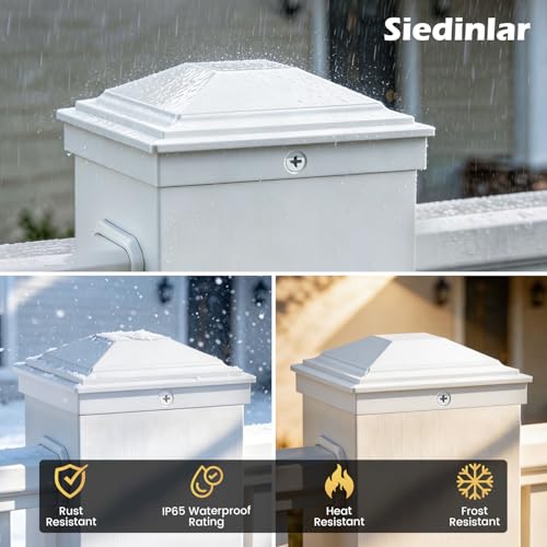 SIEDiNLAR 4x4 Post Caps White 6 Pack, Fence Post Covers Outdoor Waterproof - color: White, size: 4x4in, 6 Pack