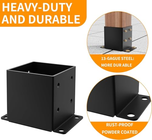6x6 Post Base, ( Inner Size 5.6x5.6) Heavy Duty Post Anchor（2PCS） - size: 6x6 2