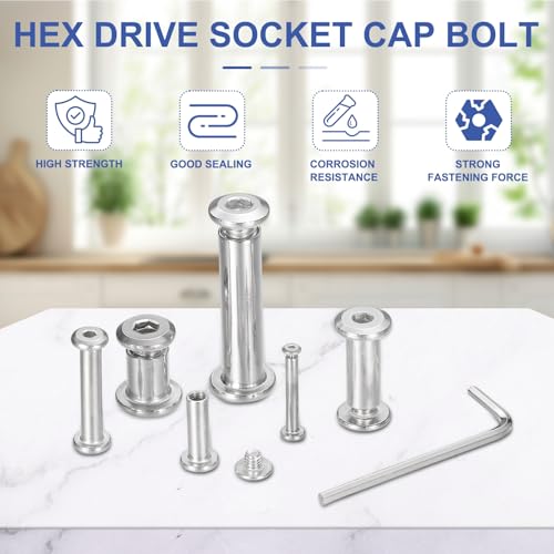 PATIKIL M6x6mm Hex Chicago Screws 8x10mm, 20Pcs 304 Stainless Steel Metric Hex Drive Socket Cap Binding Post Screw Posts for Scrapbook Leather Belt Album Furniture Repair, Silver - size: M6x6mm, 8x10mm