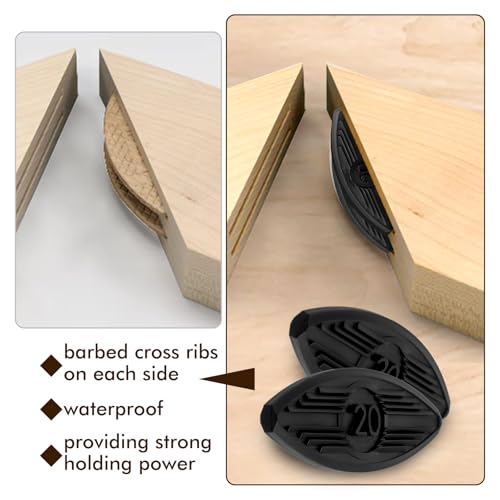 50 Pcs Plastic Biscuit Joiners Self Clamping Plate Joiner Tool Connectors for Woodworking Composite Deck Fixed Door and Furniture Framing Joinery Black