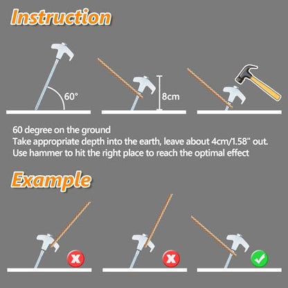 8" Heavy Duty Screw in Tent Stakes 12 Pack Drill in Ground Anchors - color: White