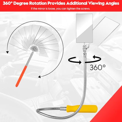 Telescoping & Bendable Inspection Mirror – 2Pcs Square Heads, Orange/Yellow - color: Orange/Yellow