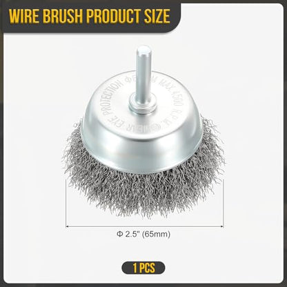 DTGN 2.5 Inch Wire Wheel Cup Brush for Drill with 1/4 Inch Round Shank